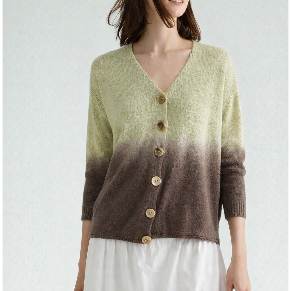 Vintage Forest Fairy Cardigan Sweater Dip Dye Cottage Boho Dainty Knit Sz Large